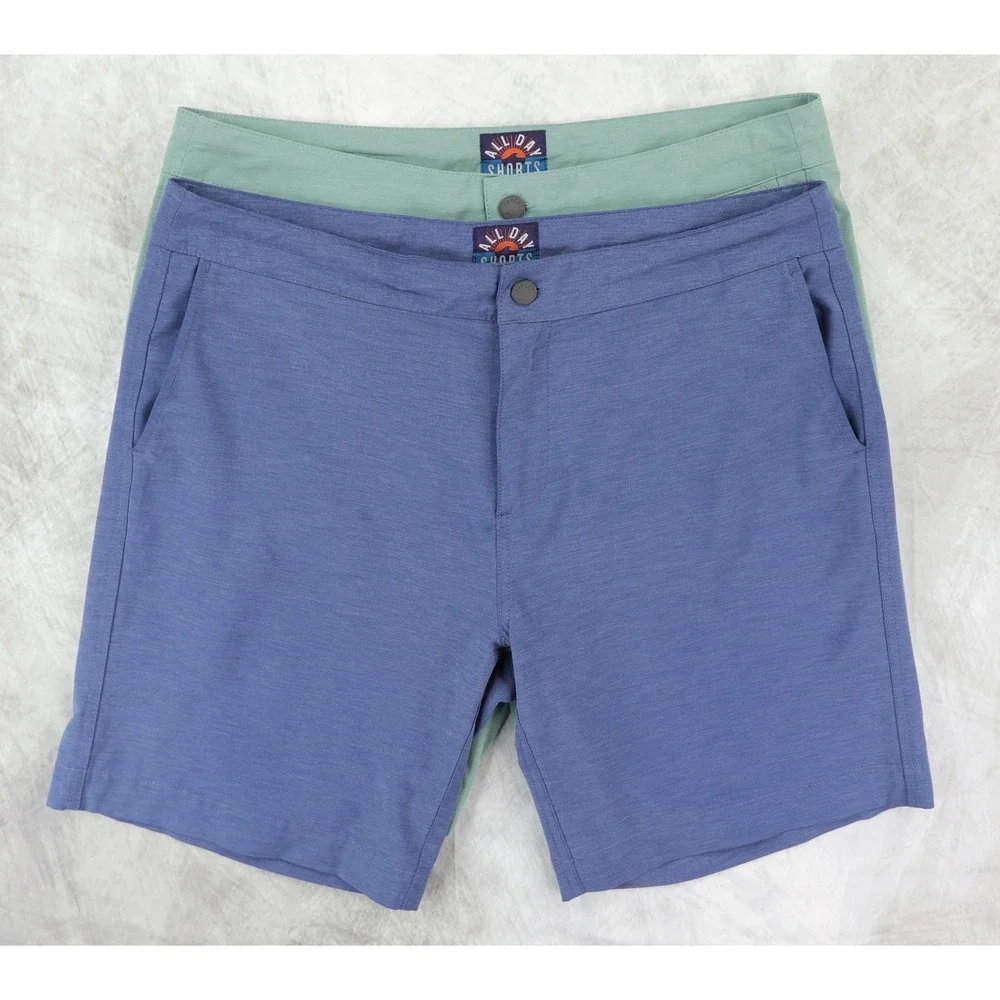 Faherty All Day 2.0 Shorts Lot of 2 Mens 36 Blue & Green Performance Bundle